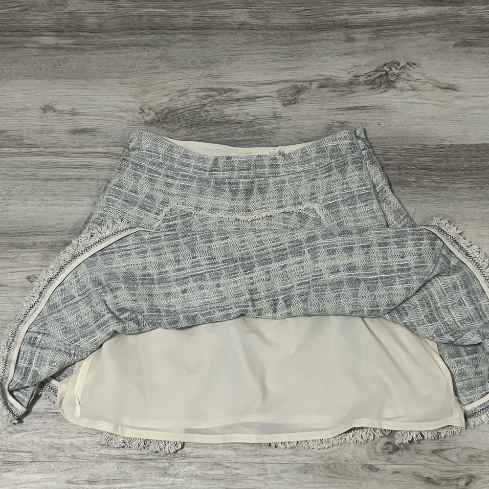 Rebecca Taylor Small Tweed Skirt Blue Cream - Picture 4 of 5